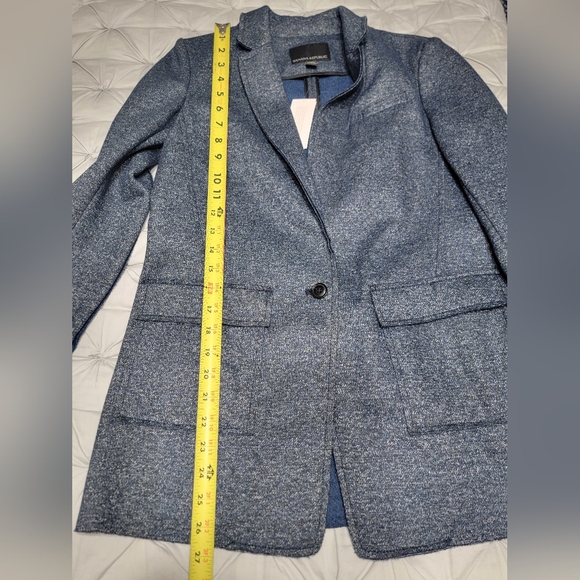 NWT Banana Republic Textured Knit Boyfriend Indigo Women's Blazer Size 2P - Picture 11 of 12